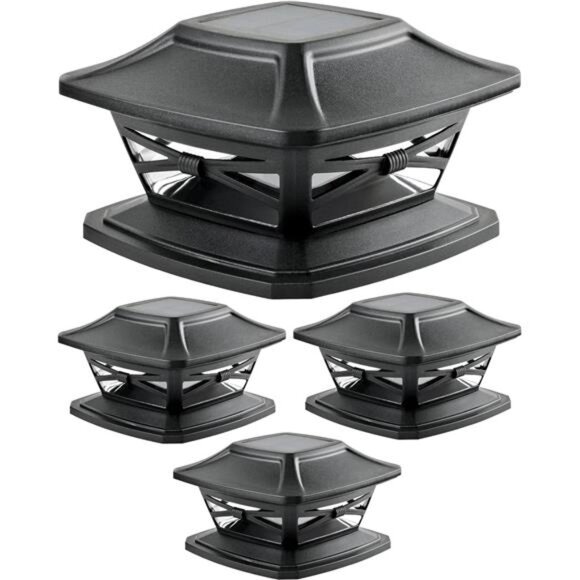 Lighting Flexfit Solar Outdoor Post Cap Lights - Includes Bases for 4x4 5x5 6x6 - Picture 1 of 7